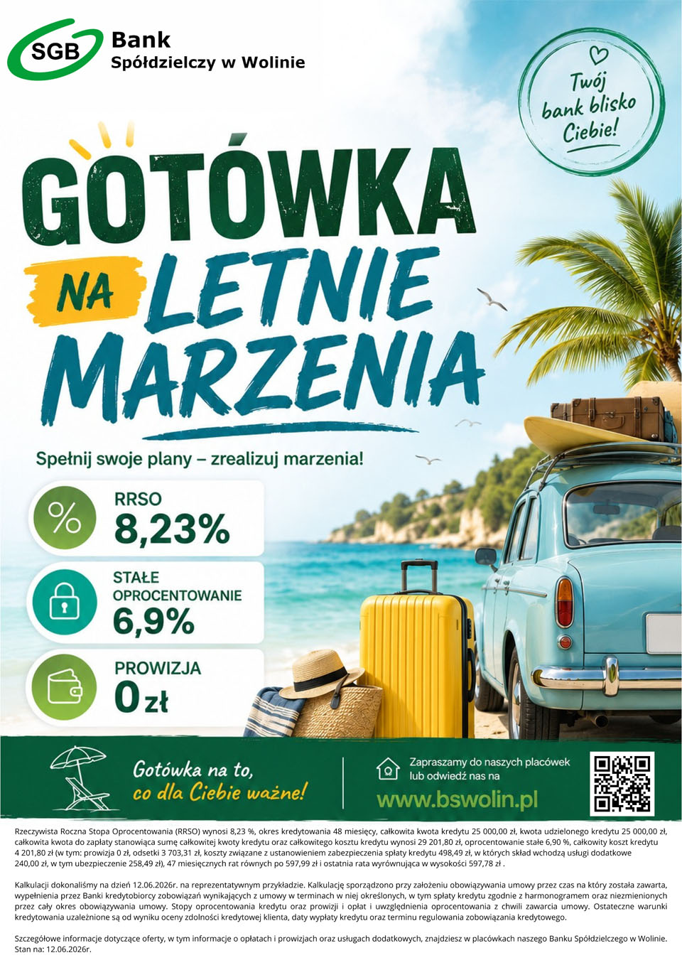Ulotka reklamowa kredytu "Got&oacute;wka na&nbsp;lato"