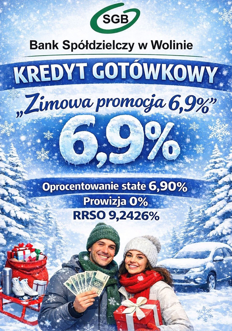 Ulotka reklamowa kredytu "Zimowa promocja 6,9%"