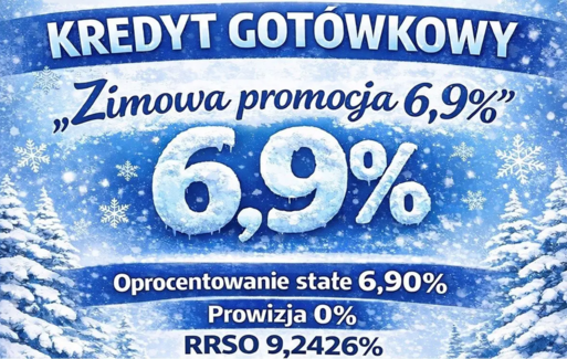 Baner reklamowy kredytu gotówkowego Zima promocja 6,9%