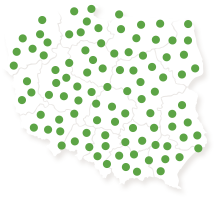 Mapa polski z zaznaczonymi bankomatami